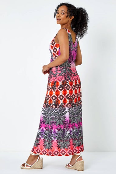 Roman Petite Pink Petite Sleeveless Twist Front Maxi Dress