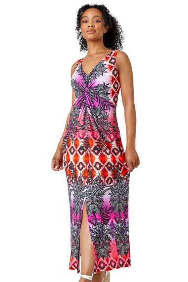 Roman Petite Pink Petite Sleeveless Twist Front Maxi Dress