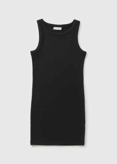 Girls Black Ribbed Dress (7-15yrs)