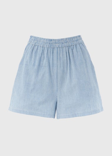 Blue Stripe Cotton Shorts