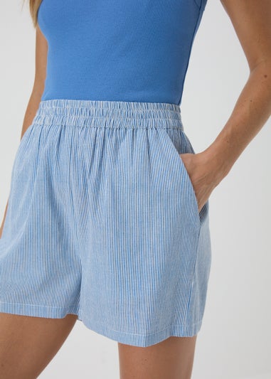 Blue Stripe Cotton Shorts