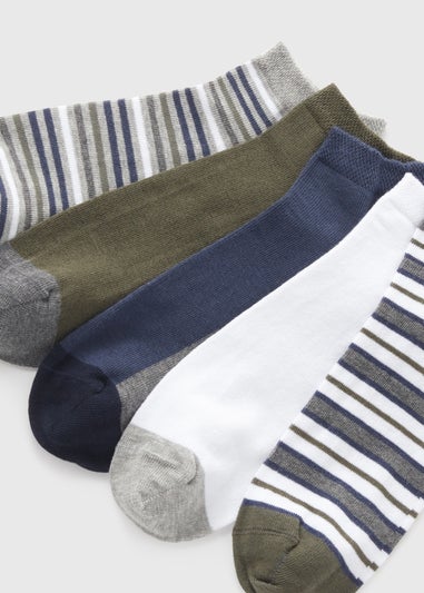 5 Pack Multicolour Striped Trainer Socks