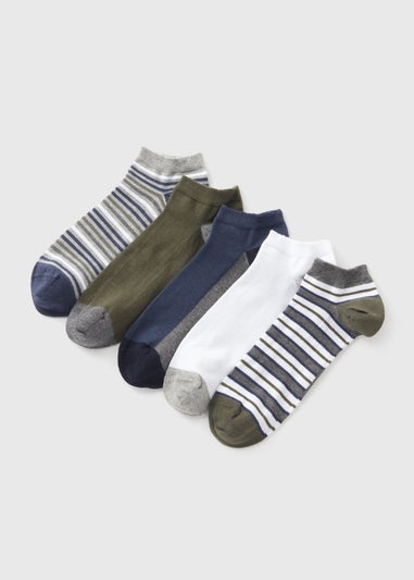 5 Pack Multicolour Striped Trainer Socks