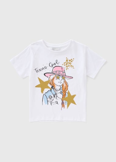 Girls White Texas Girl T-Shirt (7-15yrs)