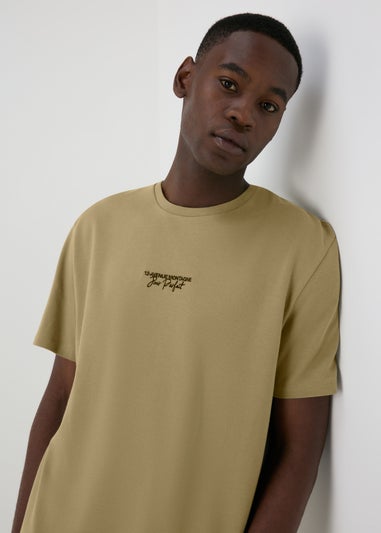 Sage Textured Slogan T-Shirt