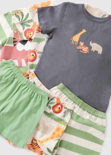 3 Pack Boys Green Jungle Top & Short Pyjama Set (1-7yrs)