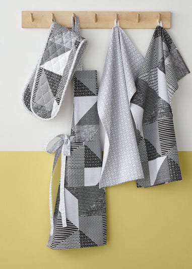 Catherine Lansfield Grey Larsson Geo Cotton Kitchen Tea Towel Pair (50x75 cm)