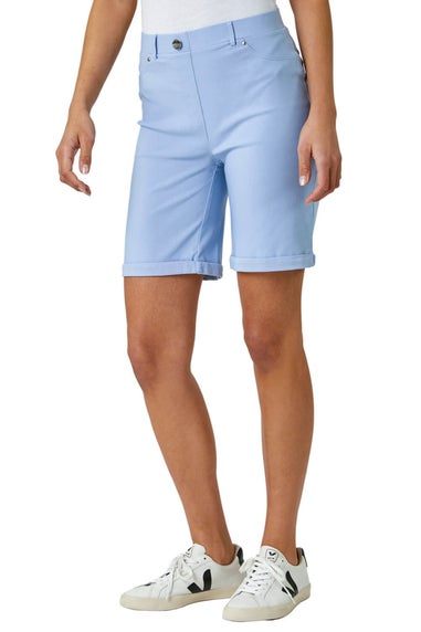 Roman Light Blue Turn Up Stretch Shorts