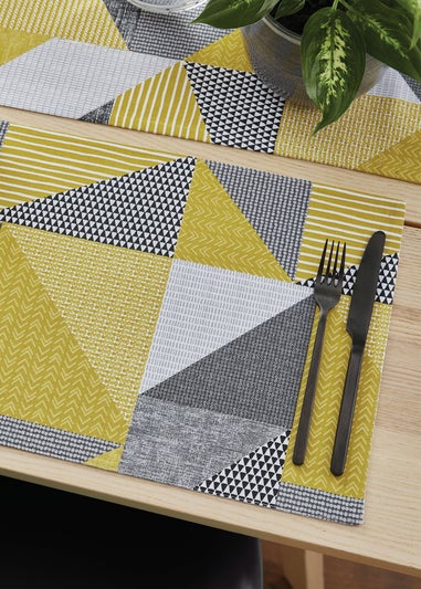 Catherine Lansfield Ochre Larsson Geo Cotton Dining Placemat 4 Pack (30x46 cm)