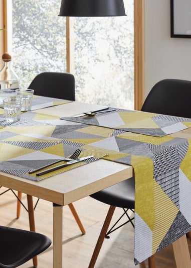 Catherine Lansfield Ochre Larsson Geo Cotton Dining Placemat 4 Pack (30x46 cm)