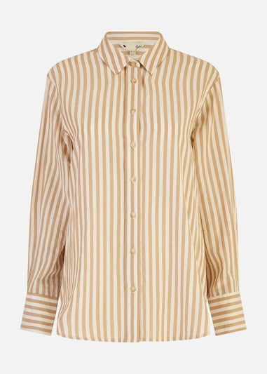 Yumi Brown Stripe Cotton Shirt