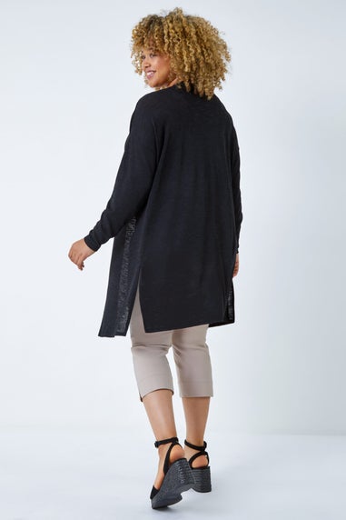 Roman Black Longline Cardigan