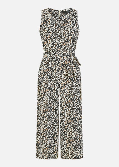 Mela Brown Animal Print Sleeveless Culotte Jumpsuit