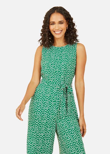 Mela Green Ditsy Daisy Sleeveless Culotte Jumpsuit