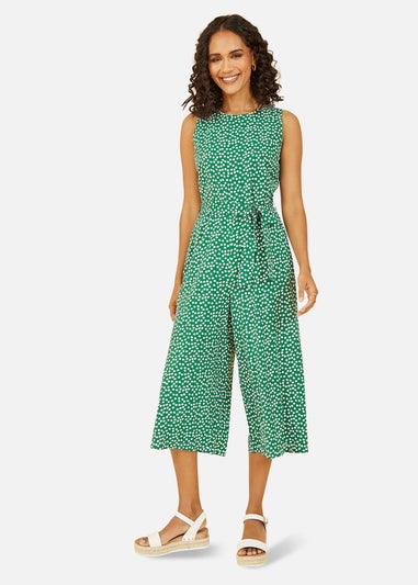 Mela Green Ditsy Daisy Sleeveless Culotte Jumpsuit