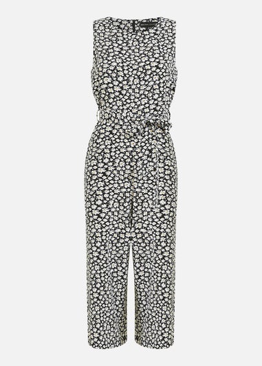 Mela Black Ditsy Daisy Culotte Jumpsuit