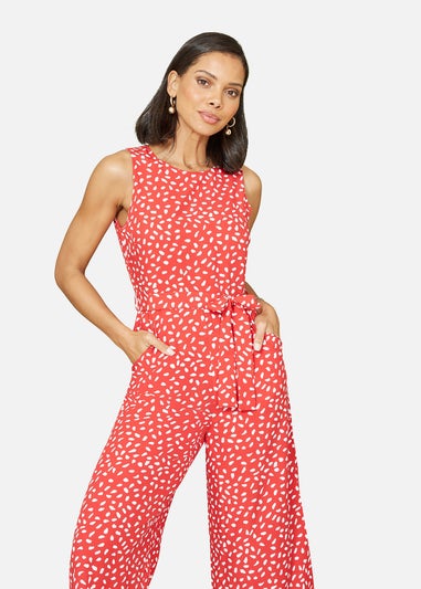 Mela Red Dash Print Culotte Jumpsuit