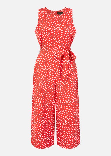 Mela Red Dash Print Culotte Jumpsuit