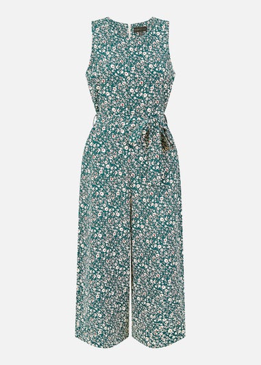 Mela Green Ditsy Print Culotte Jumpsuit