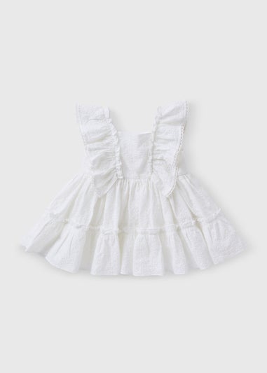 Baby White Frill Schiffli Dress (Newborn-23mths)