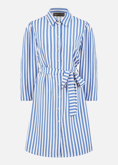 Mela Blue Striped Relaxed Fit Shirt Dress