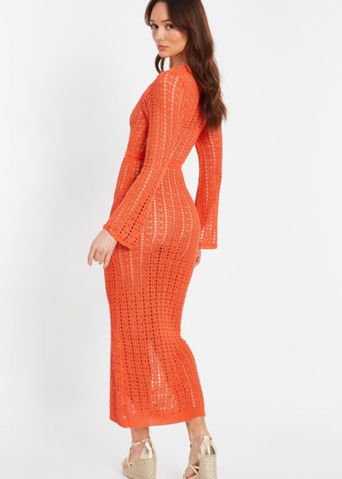 Quiz Orange Crochet Maxi Dress