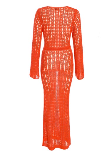 Quiz Orange Crochet Maxi Dress