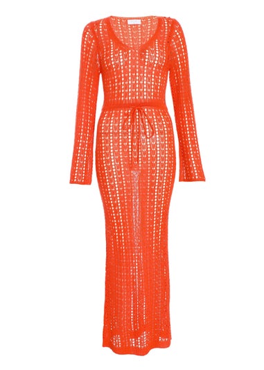 Quiz Orange Crochet Maxi Dress