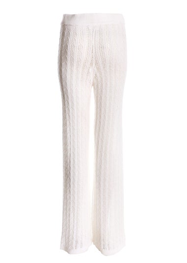 Quiz White Crochet Knit Trousers