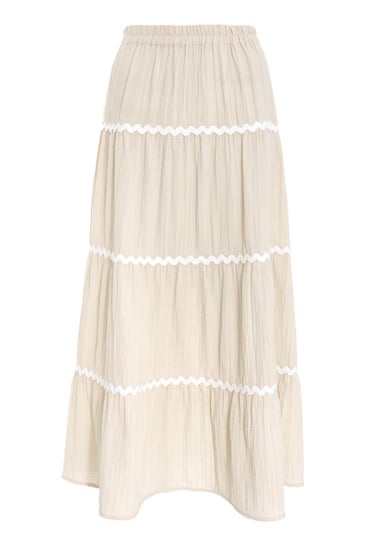 Quiz Stone Wavy Trim Maxi Skirt