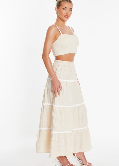 Quiz Stone Wavy Trim Maxi Skirt