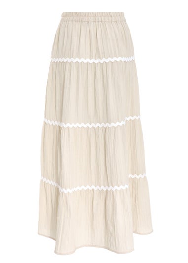 Quiz Stone Wavy Trim Maxi Skirt