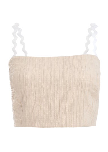 Quiz Stone Wavy Trim Crop Top