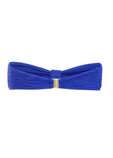Quiz Blue Crinkle Bandeau Bikini Top