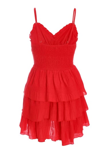 Quiz Red Ruffle Tiered Playsuit