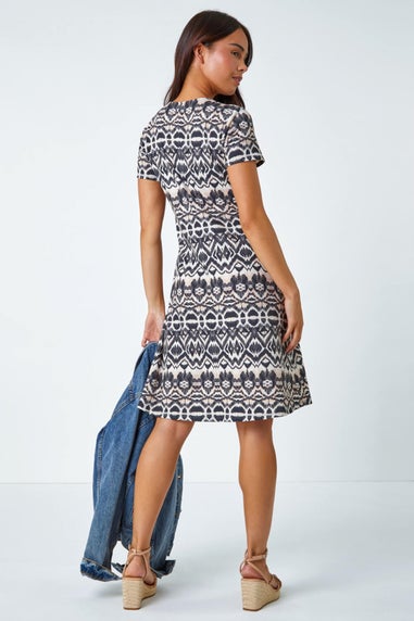 Roman Petite Stone Aztec Twist Detail Stretch Dress