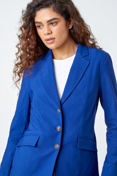 Roman Midnight Blue Button Detail Stretch Blazer