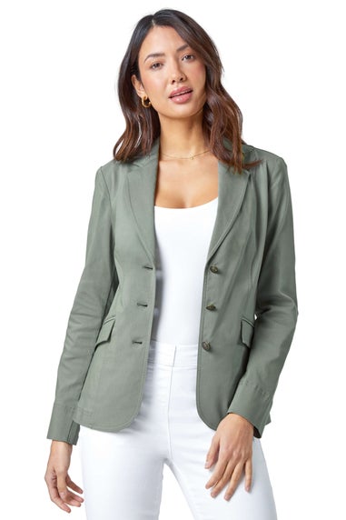 Roman Khaki Button Detail Stretch Blazer