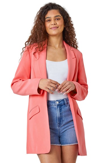 Roman Coral Longline Blazer Jacket