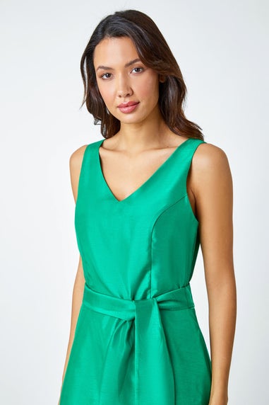 Roman Green Dipped Hem Fit & Flare Dress