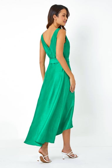 Roman Green Dipped Hem Fit & Flare Dress