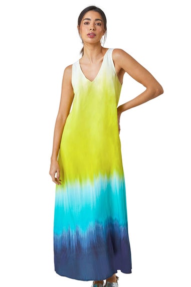 Roman Turquoise Sleeveless Ombre Midi Dress