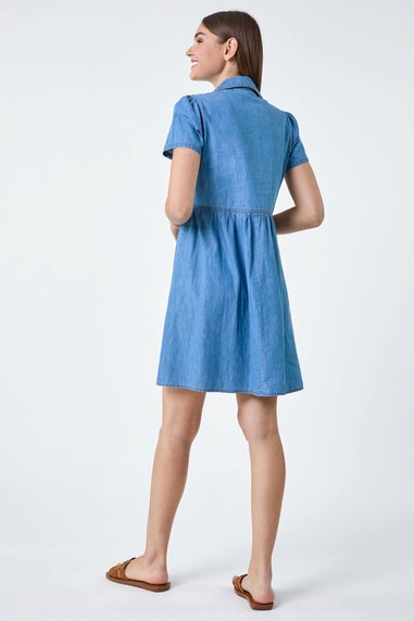 Roman Cotton Denim Collared Dress