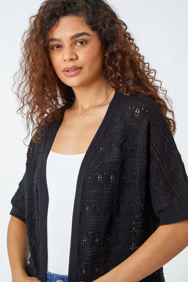 Roman Black Stitch Detail Knit Cardigan