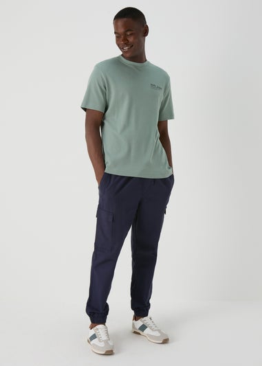 Navy Textured Cargo Trousers