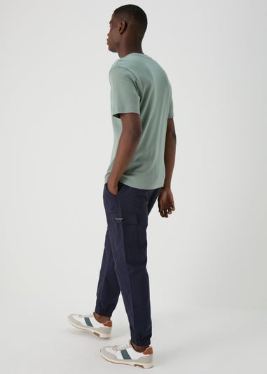 Navy Textured Cargo Trousers