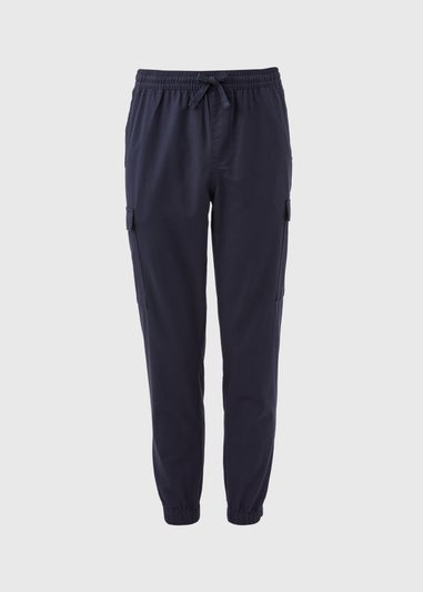 Navy Textured Cargo Trousers