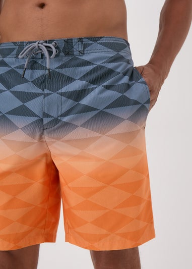 Black and Orange Ombre Swimshorts