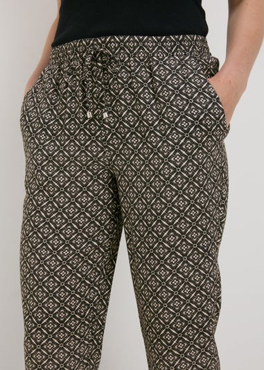 Black Printed Viscose Tapered Trousers