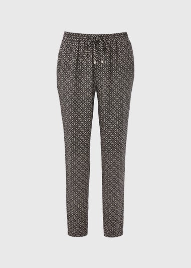 Black Printed Viscose Tapered Trousers